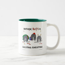 Nada empalma navidad de un perro pastor tazas