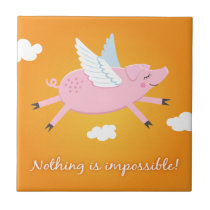 Nada es imposible teja del cerdo/caja de regalo qu azulejos