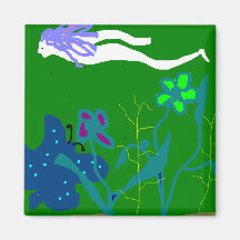 nadada azul del pelo iman de frigorífico