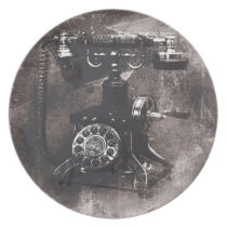 Nadie arte retro casero del teléfono en gris platos