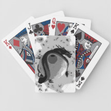 Naipes (blancos y negros) del dragón de la luna baraja cartas de poker