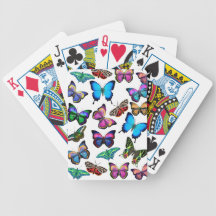 Naipes tropicales coloridos de las mariposas cartas de juego