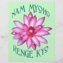 Nam Myoho Renge Kyo con el diseño floral de Lotus Tarjetones