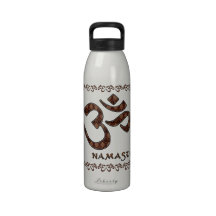Namaste con el símbolo Brown de OM y la crema Botella De Agua Reutilizable