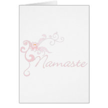 Namaste rosado con las volutas y los remolinos felicitación