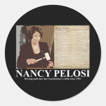 Nancy Pelosi: Clavos de ataúd de la constitución Pegatina Redonda