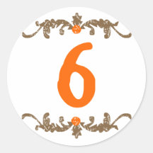 Naranja #6 y voluta de Brown Pegatinas