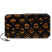 Naranja, círculos del negro y altavoces retros de 