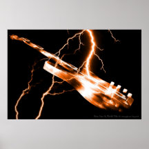 Naranja de la GUITARRA ELÉCTRICA Poster