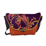 Naranja de la mandarina y remolinos florales amari bolsas messenger