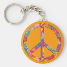Naranja de la paz el | del flower power llaveros personalizados