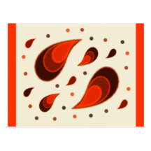 Naranja de Paisley Tarjeta Postal
