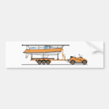 Naranja del barco de vela del coche de Eco Pegatina De Parachoque