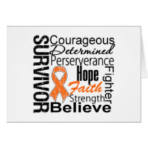 Naranja del collage del superviviente del cáncer d tarjetas