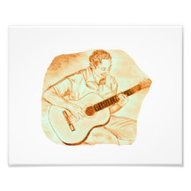 naranja del lápiz del jugador de la guitarra acúst arte fotográfico