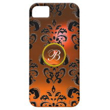 Naranja del MONOGRAMA de la GEMA del DAMASCO iPhone 5 Case-Mate Funda