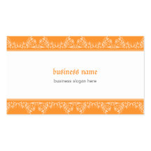 Naranja elegante afiligranado del damasco retro tarjetas de negocios