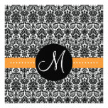 Naranja floral del damasco del monograma elegante 