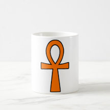 Naranja jeroglífico egipcio de la llave de la vida tazas de café