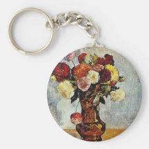 Naranja las dalias, flores de Paul Gauguin Llavero Personalizado