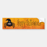 Naranja lindo del feliz Halloween de la araña del  Pegatina De Parachoque