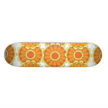 Naranja retro de la flor patines personalizados