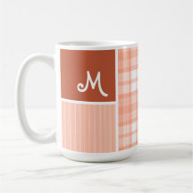 Naranja, tela escocesa del melocotón tazas de café