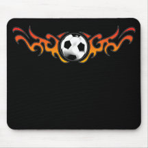 Naranja tribal Mousepad de las llamas del fútbol Tapete De Raton