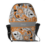 Naranja y caída gris florales bolsas de mensajería