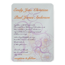 Naranja y el casarse de los remolinos y de los cor invitación personalizada