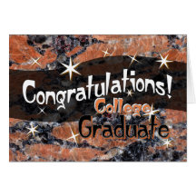 Naranja y negro del graduado de la universidad de  tarjetas