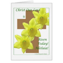 Narcisos en la cruz, tarjeta de pascua
