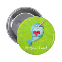 Narwhal lindo con el corazón pins