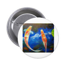 Natación de 2 pescados de Koi Pin