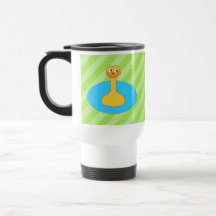 Natación del pato en una charca tazas de café