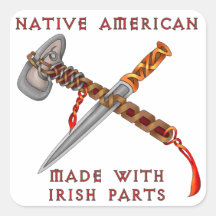 Nativo americano/irlandés calcomania cuadradas personalizadas