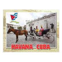 Naturales en traje en el carro, La Habana, Cuba Tarjeta Postal