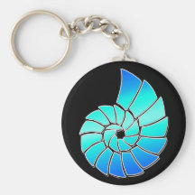 Nautilus azul brillante Shell Llaveros Personalizados