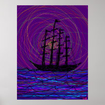 nave del fantasma en el arte loco del espiral de l impresiones