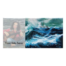 Nave en el mar en tormenta tarjetas fotográficas personalizadas
