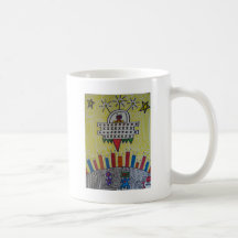 Nave espacial X en pintada amarilla Taza De Café