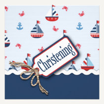 ¡Naves Ahoy! Cuadrado 2 del bautismo invitaciones