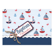 ¡Naves Ahoy! Tarjeta del bautismo Comunicados Personalizados