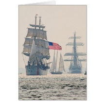 Naves altas que salen del puerto de Charleston Tarjetas