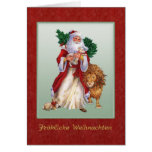 Navidad alemán - St.Nicolas, león, tarjeta del con