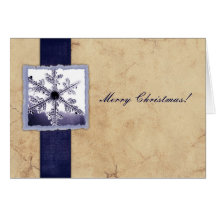 Navidad azul del copo de nieve del vintage felicitaciones