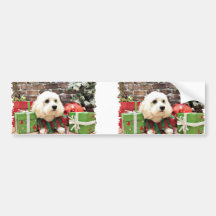 Navidad - Bichon Frise X - Bella Pegatina De Parachoque