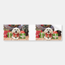 Navidad - Bichon X - Bella Etiqueta De Parachoque
