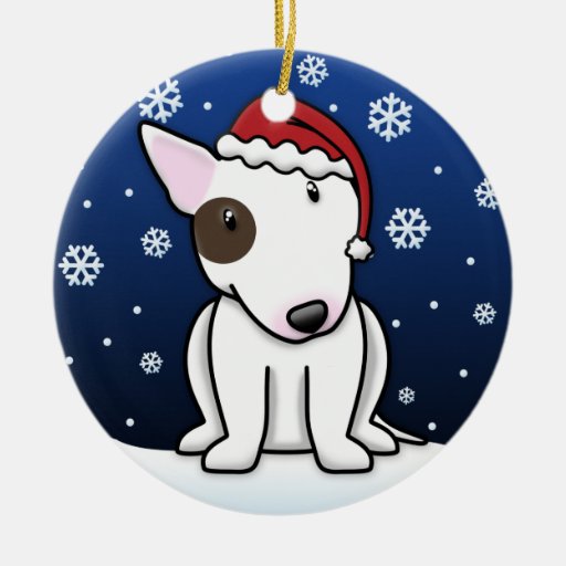 Navidad blanco de bull terrier del dibujo animado adornos de Zazzle.es