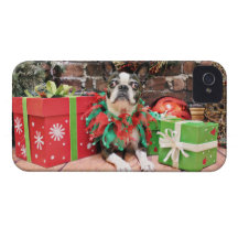 Navidad - Boston Terrier - elegante Case-Mate iPhone 4 Fundas